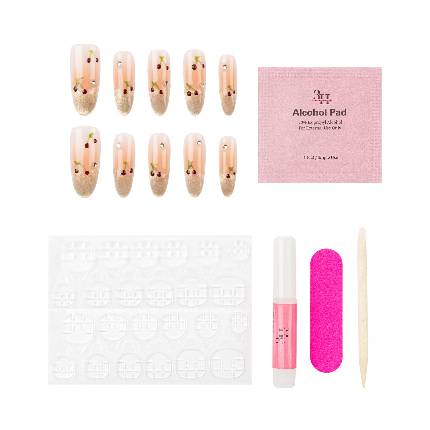 3H Luxury Handmade Press-on Nails - Cherry Bloom - 3H Nails