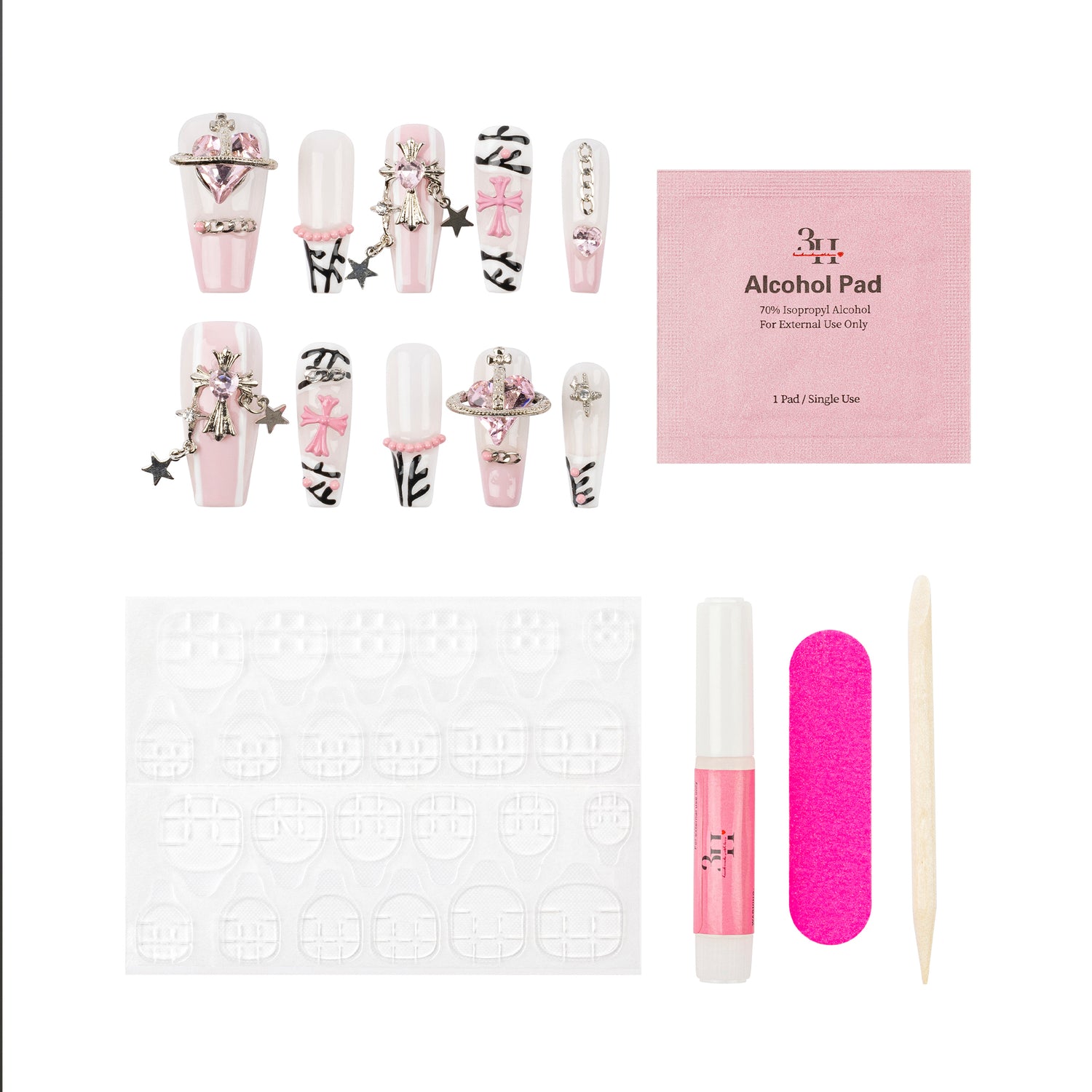 3H Luxury Handmade Press-on Nails - xoxo - 3H Nails