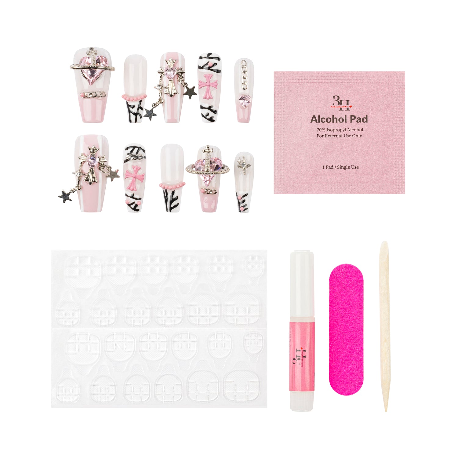 3H Luxury Handmade Press-on Nails - xoxo - 3H Nails