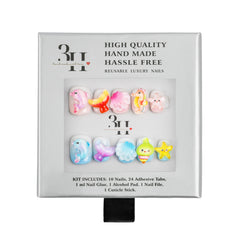 Handmade 3H Nails luxury press-on nails in style 1423, showcasing a sleek, natural nail design with a glossy finish.