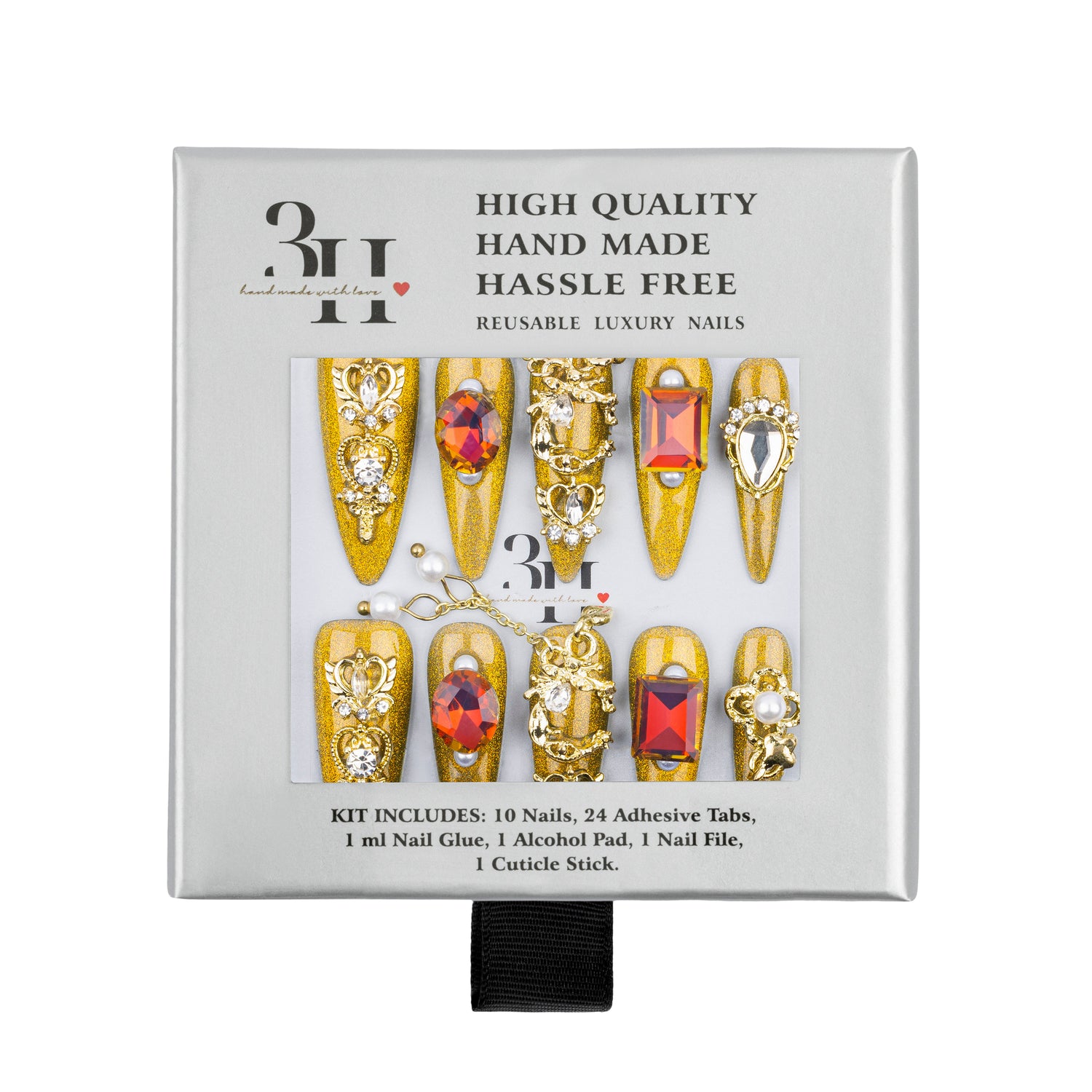 3H Luxury Handmade Press-on Nails - Crown Jewels - 3H Nails