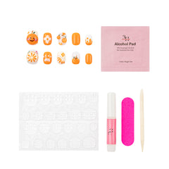 Handmade press-on nails in a natural nude shade with subtle design, styled on a hand for 3H Nails' 3H Luxury collection.