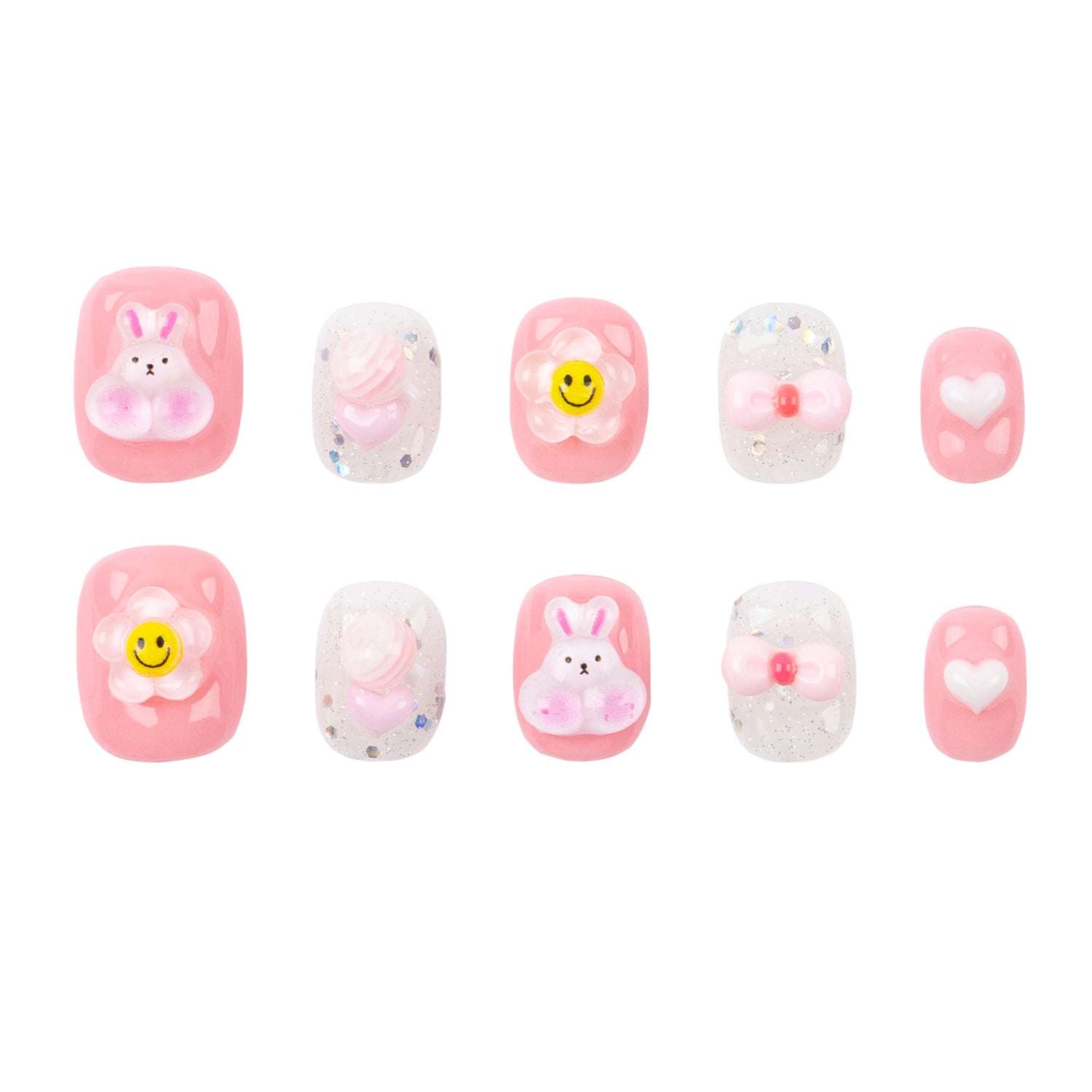 Handmade 3H Nails luxury press-on nails in style 1437 displayed on a white background.