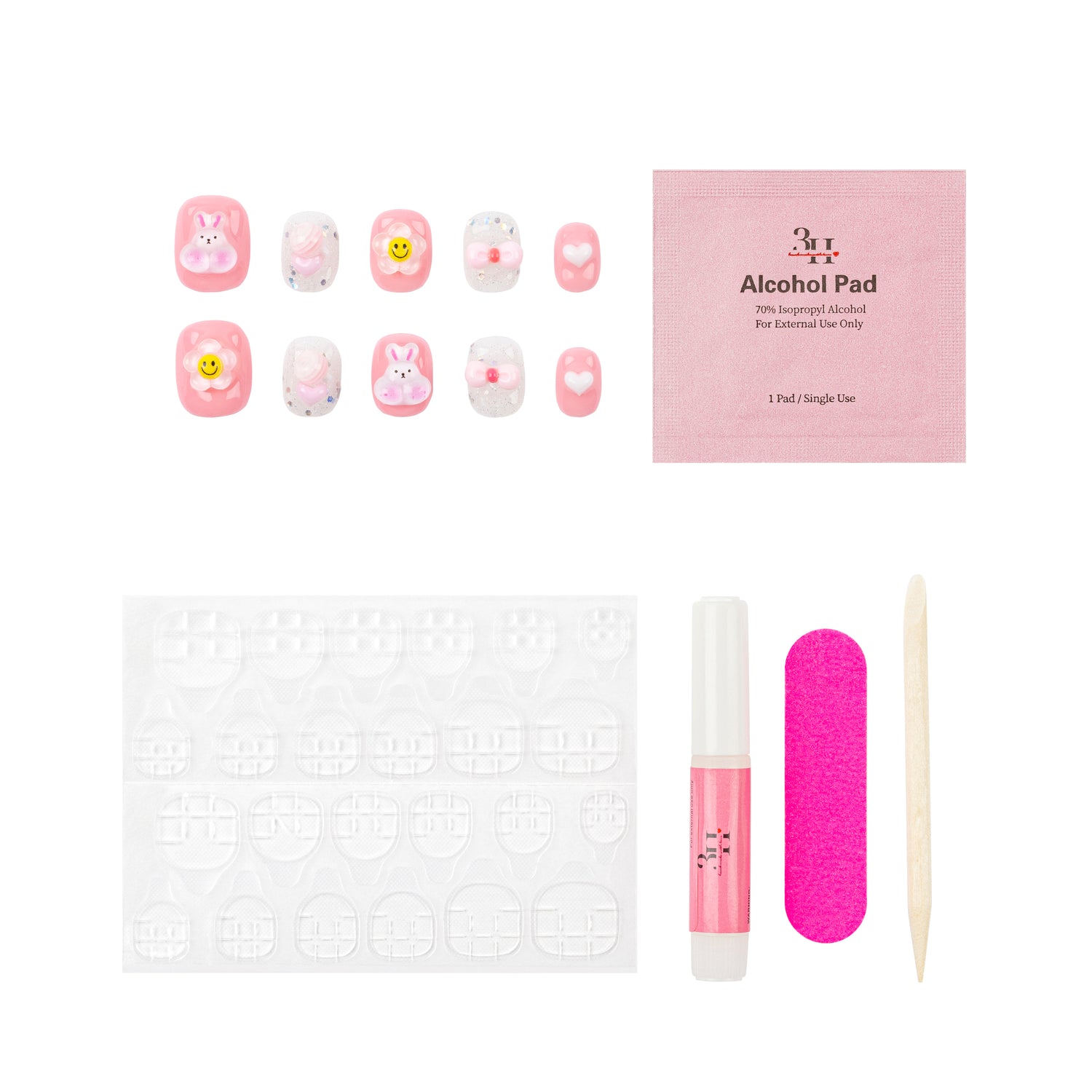 Handcrafted 3H Nails luxury press-on nails in a stylish default design, showcasing sleek, natural-looking nail tips.