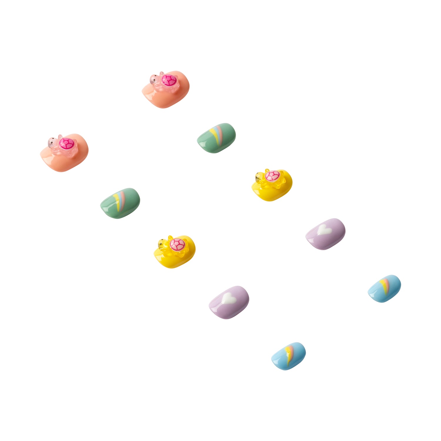 3H Nails luxury handmade press-on nails in a stylish natural design, showcasing a set of elegant, professionally crafted false nails