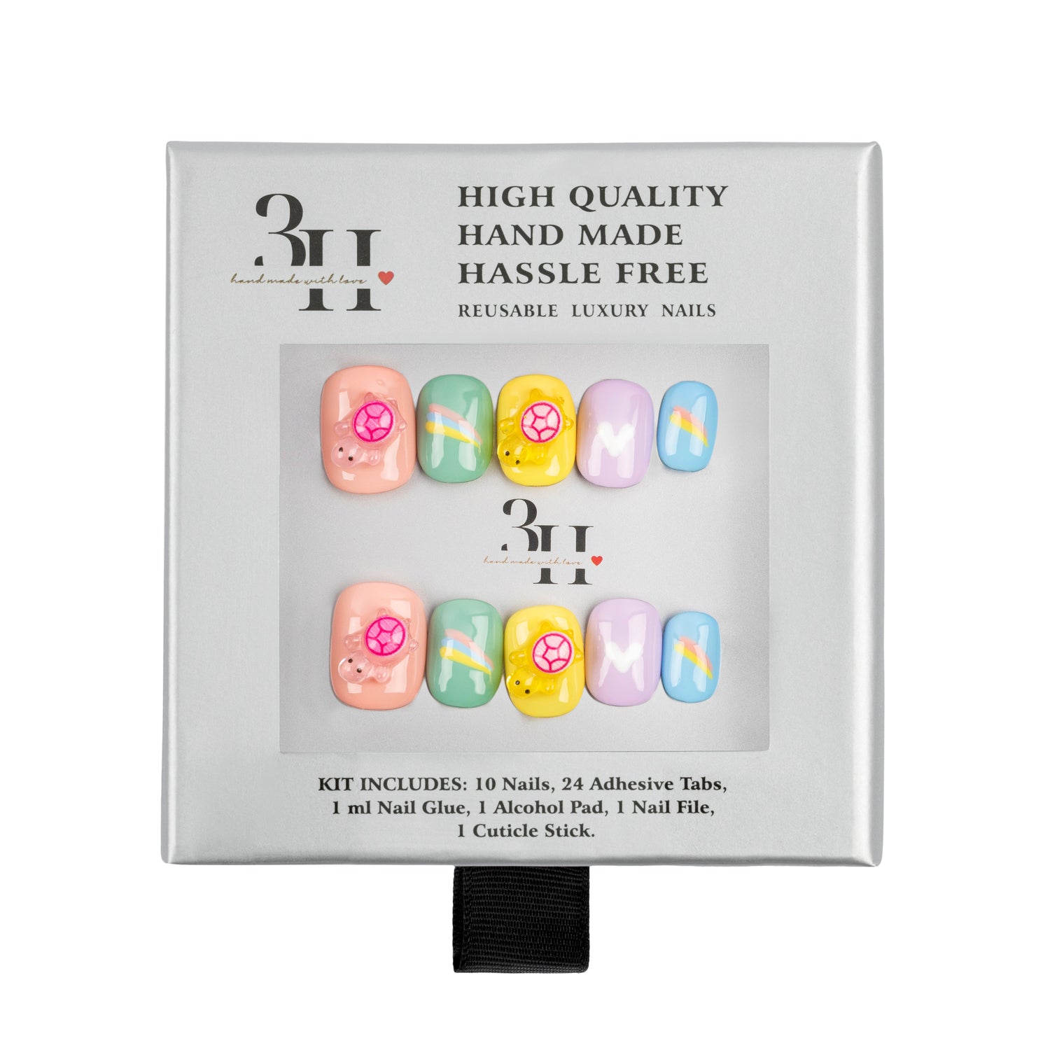 3H Nails luxury handmade press-on nails in style 1438, featuring a sleek, natural design for elegant manicures.