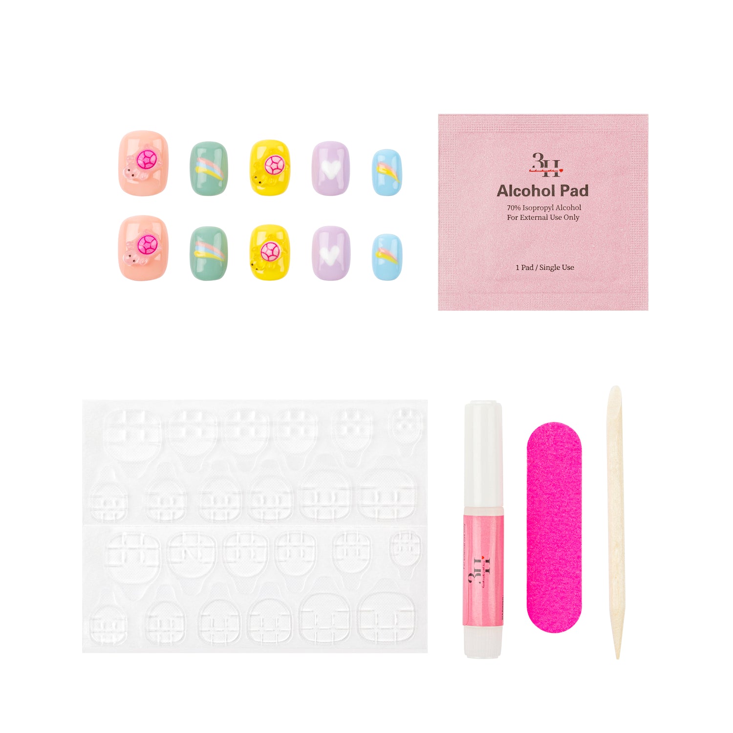Handmade 3H Nails luxury press-on nails in a natural style, featuring a sleek, elegant design on a clear background.