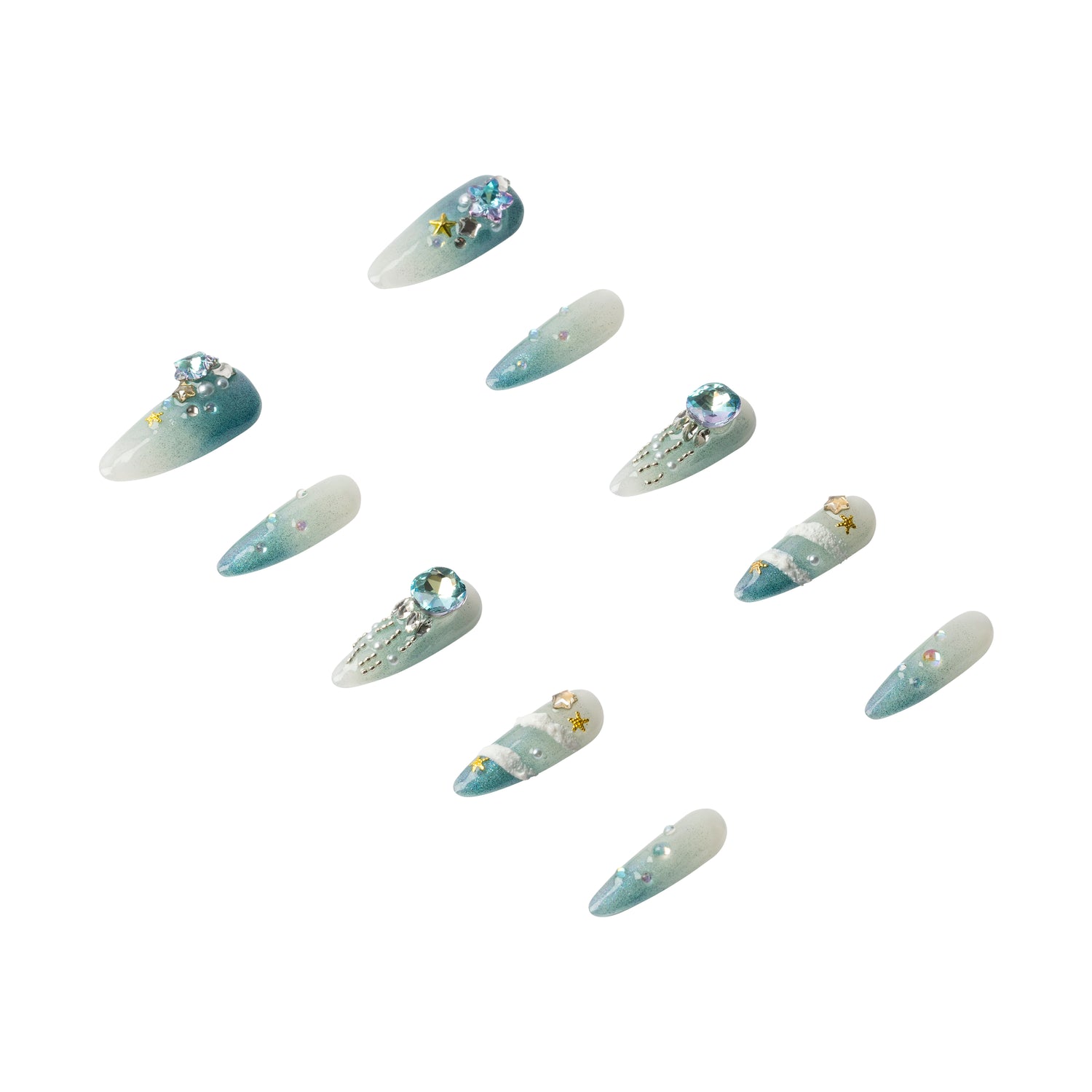 3H Luxury Handmade Press-on Nails - Ocean Goddess - 3H Nails