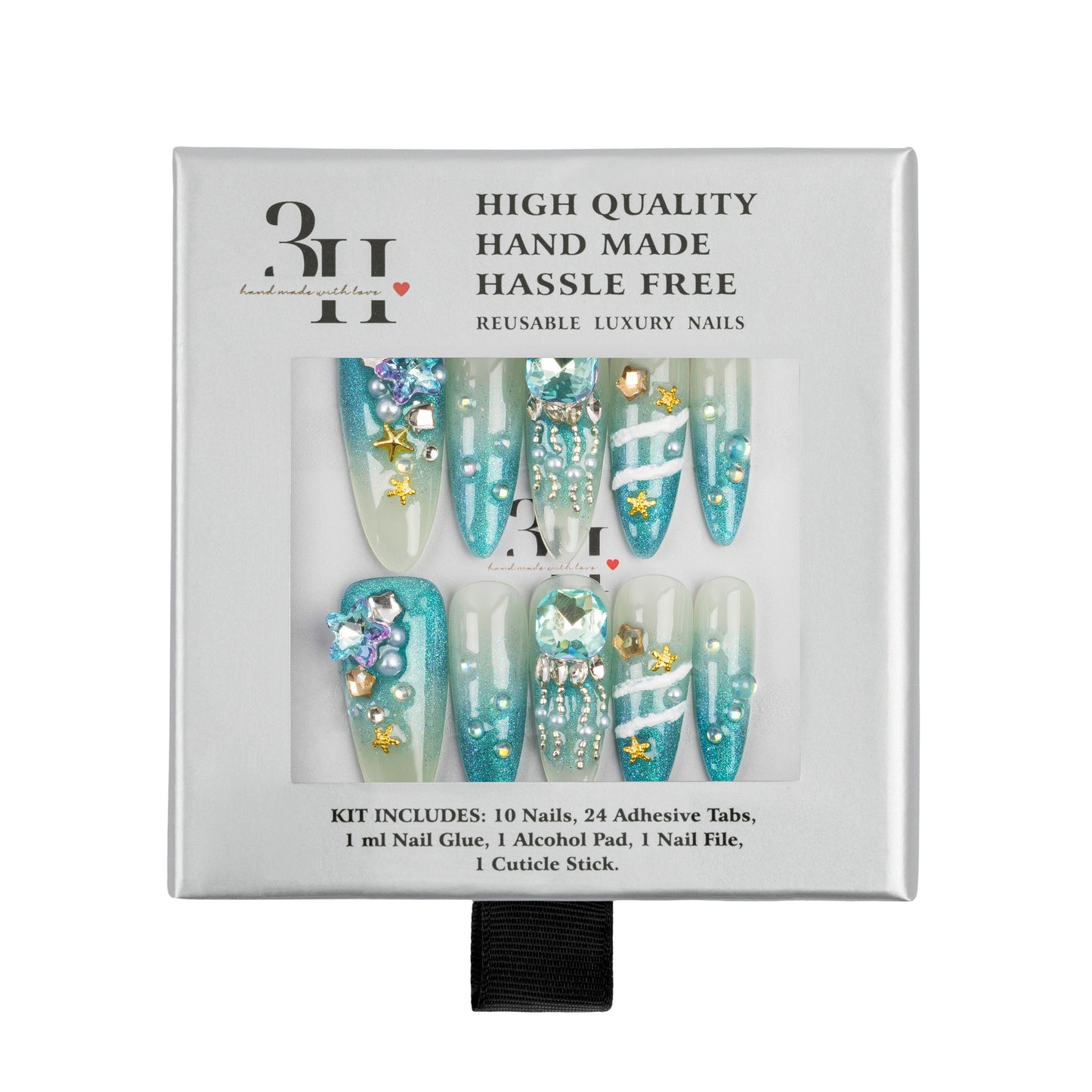 3H Luxury Handmade Press-on Nails - Ocean Goddess