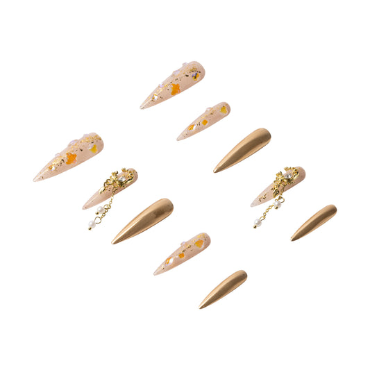 3H Luxury Handmade Press-on Nails - Liquid Gold