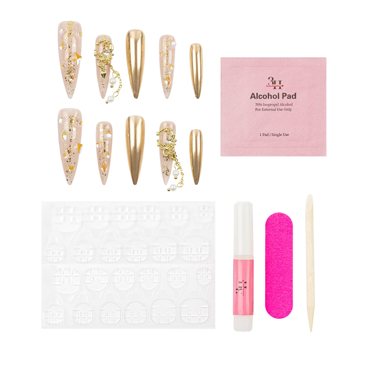 3H Luxury Handmade Press-on Nails - Liquid Gold