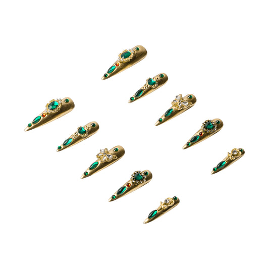 3H Luxury Handmade Press-on Nails - Emerald Empress