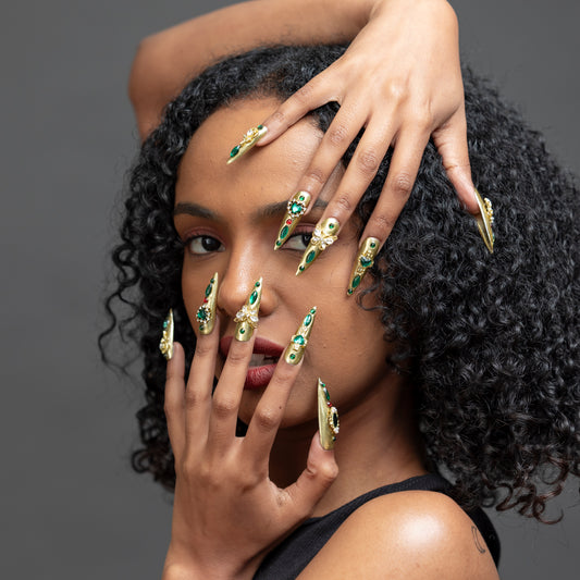 3H Luxury Handmade Press-on Nails - Emerald Empress