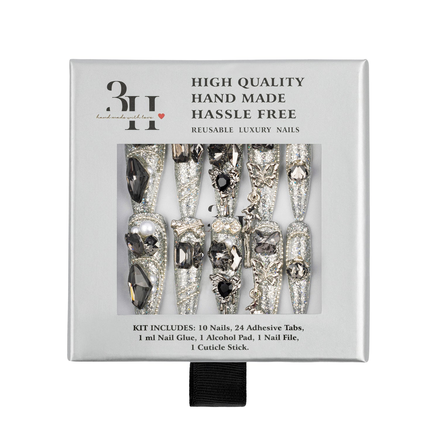 3H Luxury Handmade Press-on Nails - Chrome Dagger - 3H Nails