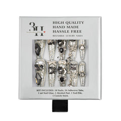3H Luxury Handmade Press-on Nails - Chrome Dagger - 3H Nails