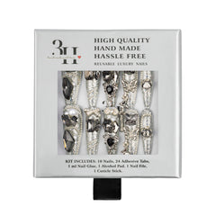3H Luxury Handmade Press-on Nails - Chrome Dagger - 3H Nails