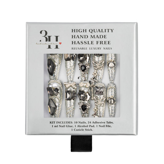 3H Luxury Handmade Press-on Nails - Chrome Dagger
