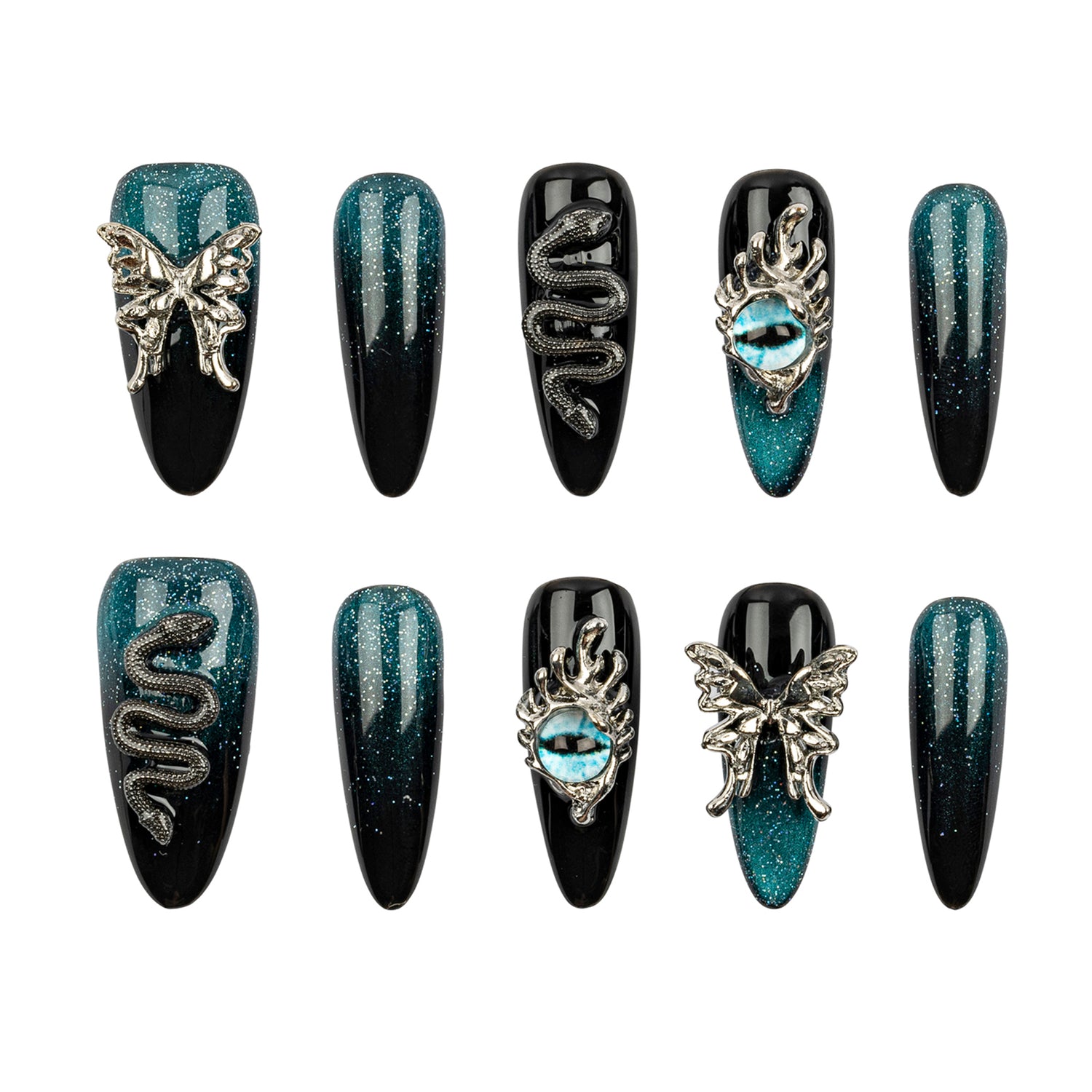 3H Luxury Handmade Press-on Nails - Galaxy Wings - 3H Nails