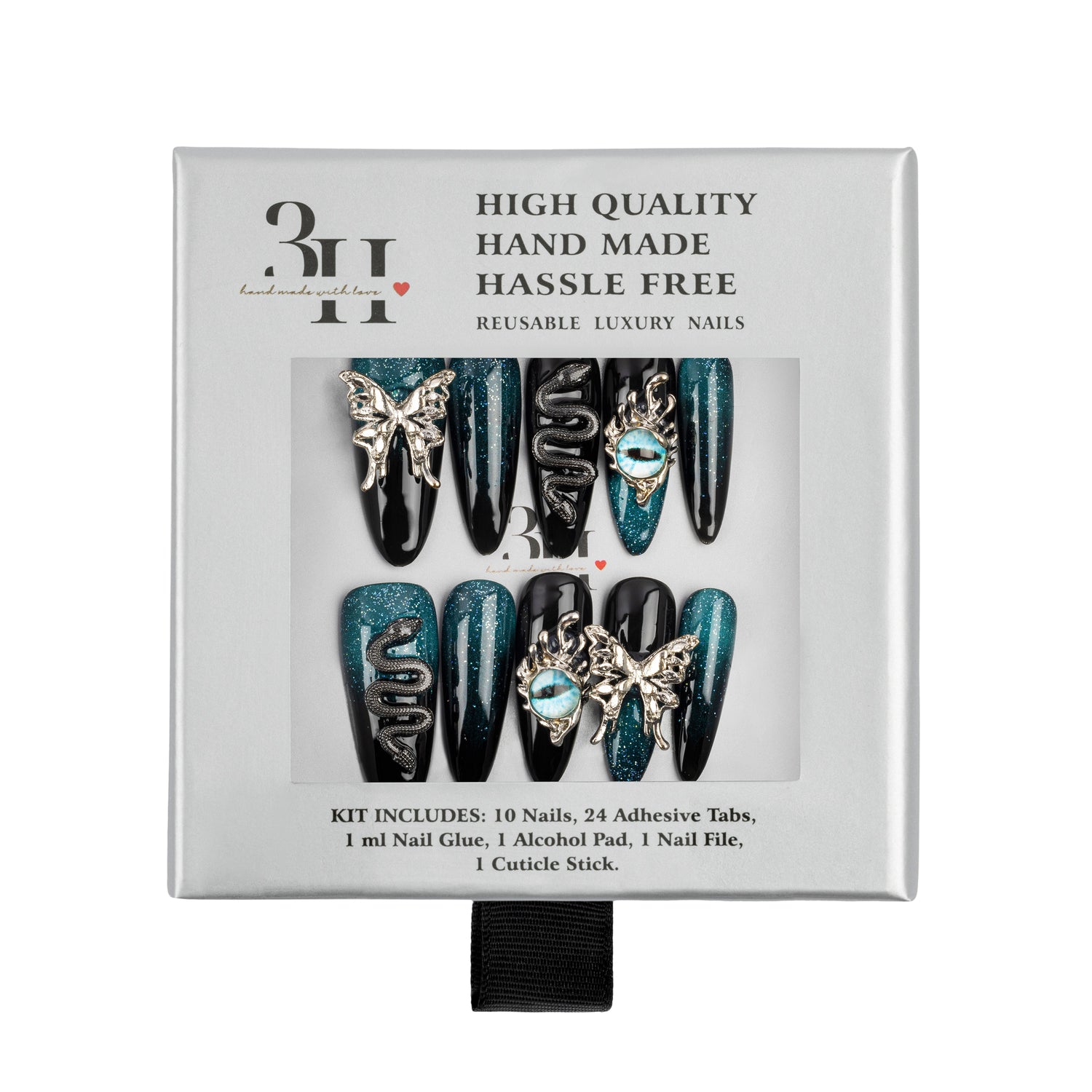 3H Luxury Handmade Press-on Nails - Galaxy Wings - 3H Nails