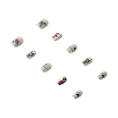 Handmade 3H Nails luxury press-on nails in a natural pink design with elegant detailing, perfect for stylish manicures.