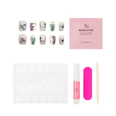 Handmade 3H Luxury press-on nails in a natural design, showcasing glossy finish and elegant length on a neutral background.