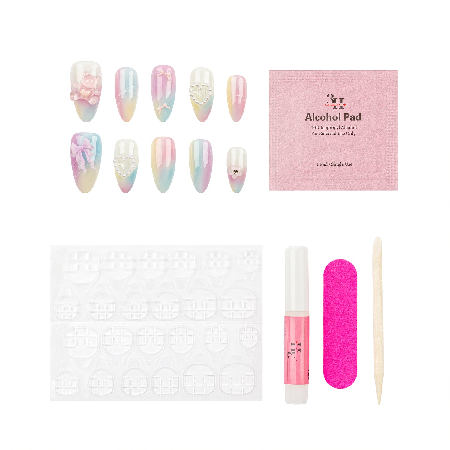 3H Luxury Handmade Press-on Nails - Pastel Aura - 3H Nails
