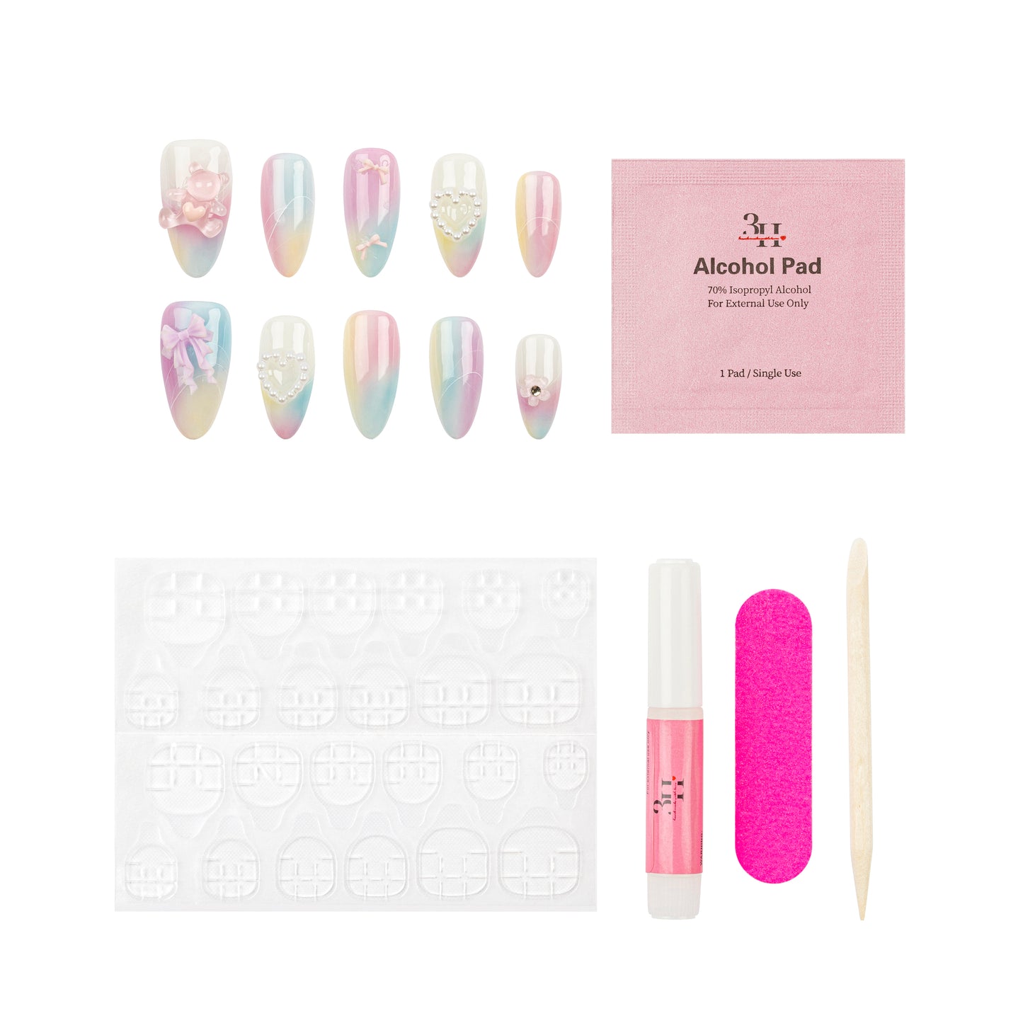 3H Luxury Handmade Press-on Nails - Pastel Aura