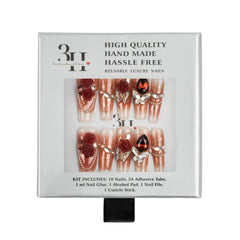 3H Luxury Handmade Press-on Nails - Crimson Rose - 3H Nails