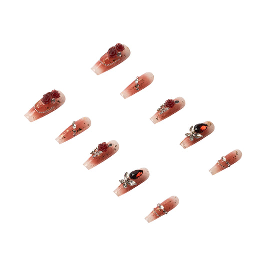 3H Luxury Handmade Press-on Nails - Crimson Rose
