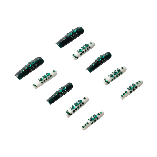 3H Luxury Handmade Press-on Nails - Green Enigma