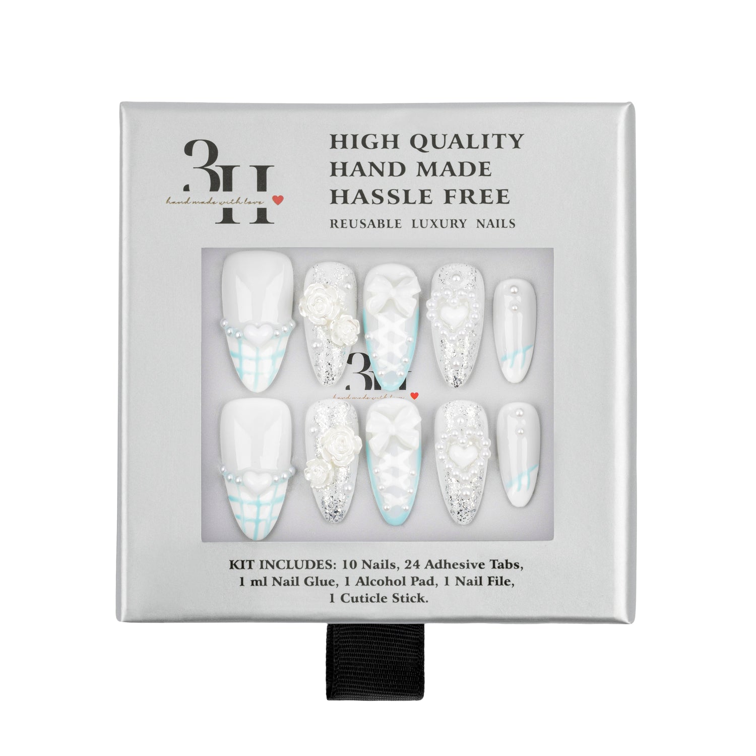 3H Luxury Handmade Press-on Nails - Crystal Frost - 3H Nails