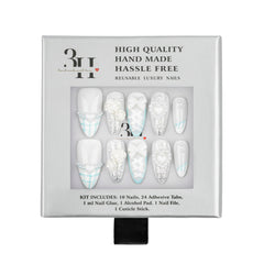 3H Luxury Handmade Press-on Nails - Crystal Frost - 3H Nails