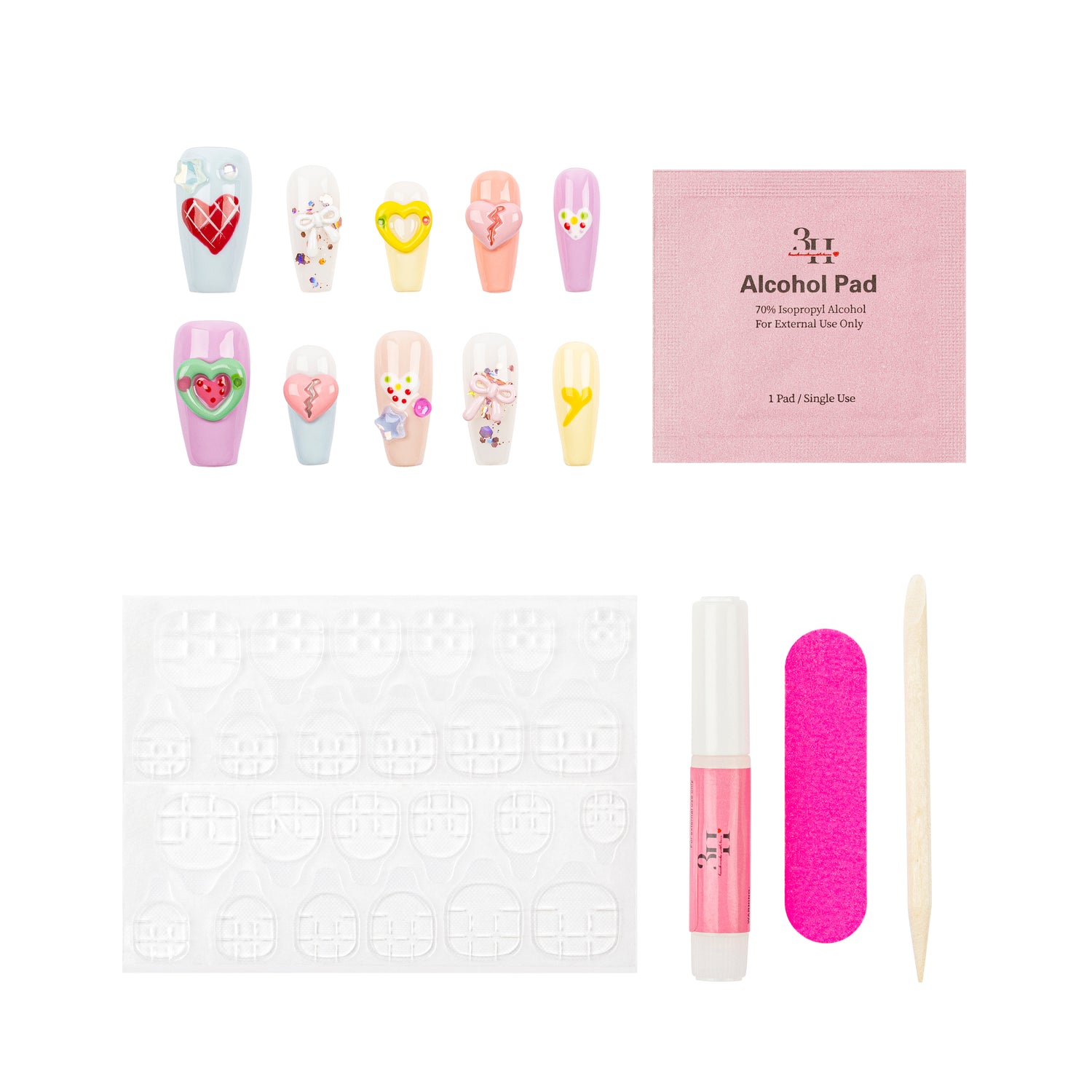 3H Luxury Handmade Press-on Nails - Kawaii Crush