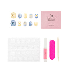 Handmade press-on nails from 3H Nails, showing a set of elegant, natural-looking nail tips in a default design style.
