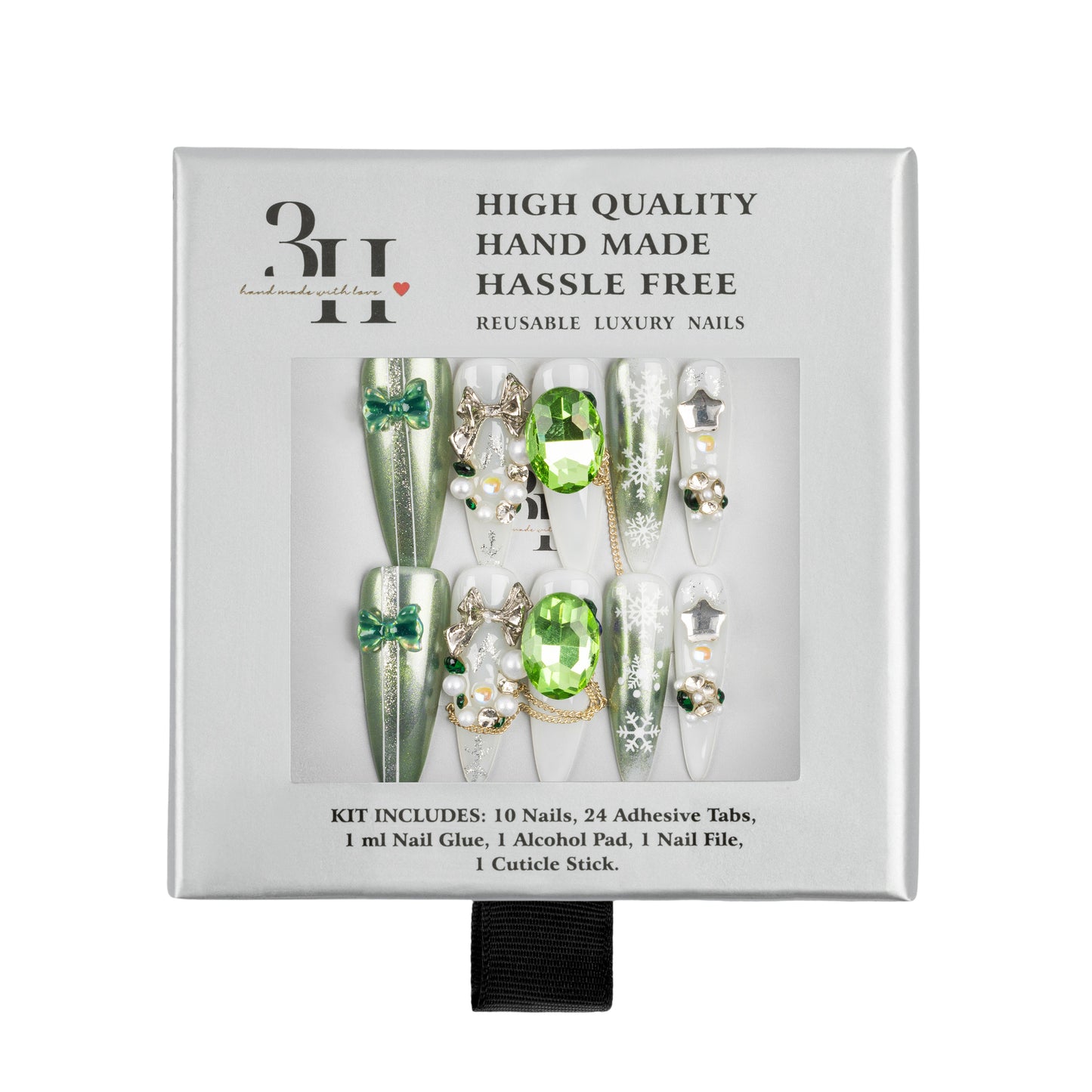 3H Luxury Handmade Press-on Nails - Snowflake Jewel