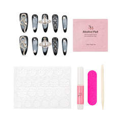 3H Luxury Handmade Press-on Nails - Sapphire Cascade - 3H Nails