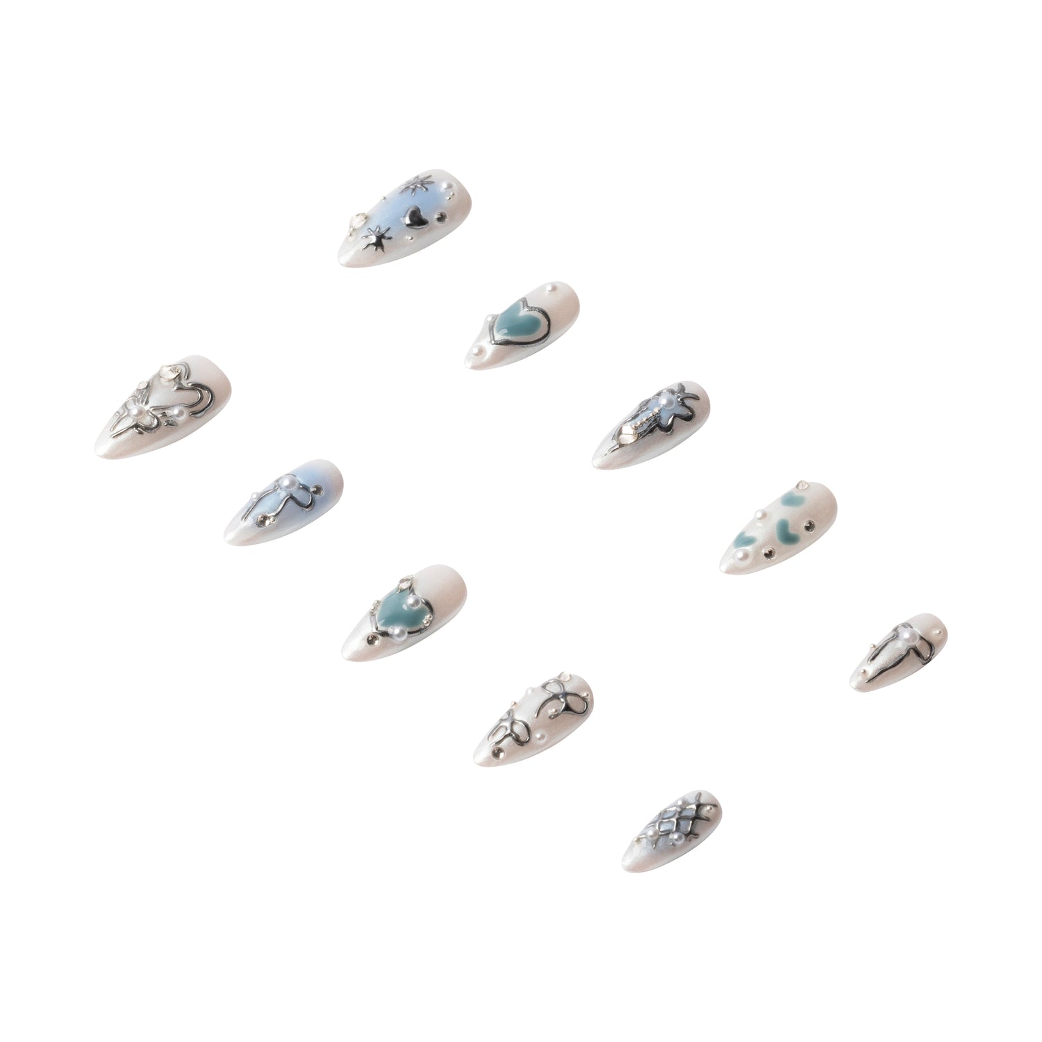 3H Luxury Handmade Press-on Nails - Chrome Angel