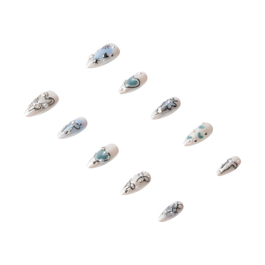 3H Luxury Handmade Press-on Nails - Chrome Angel