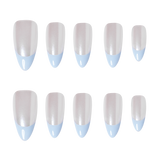 3H Nails luxury handmade press-on nails with powder puff design, showcasing elegant, natural-looking nail tips on a neutral background.