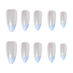 3H Nails luxury handmade press-on nails with powder puff design, showcasing elegant, natural-looking nail tips on a neutral background.