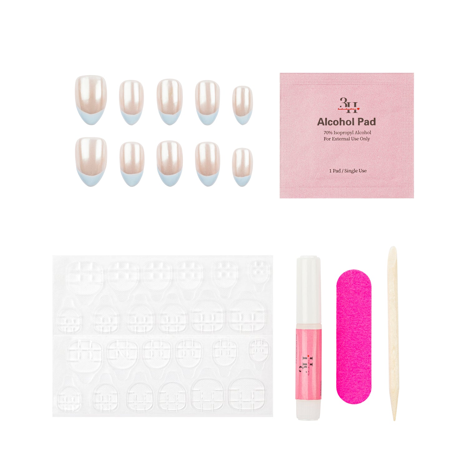 3H Luxury Handmade Press-on Nails - Powder Puff - 3H Nails