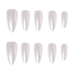 3H Nails Pearlfection luxury handmade press-on nails with pearl accents, showcasing elegant, natural-looking nail design.