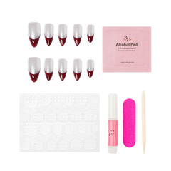 Handcrafted 3H Luxury Handmade Press-on Nails by 3H Nails displayed in the kit, showcasing elegant nail designs and natural finish.