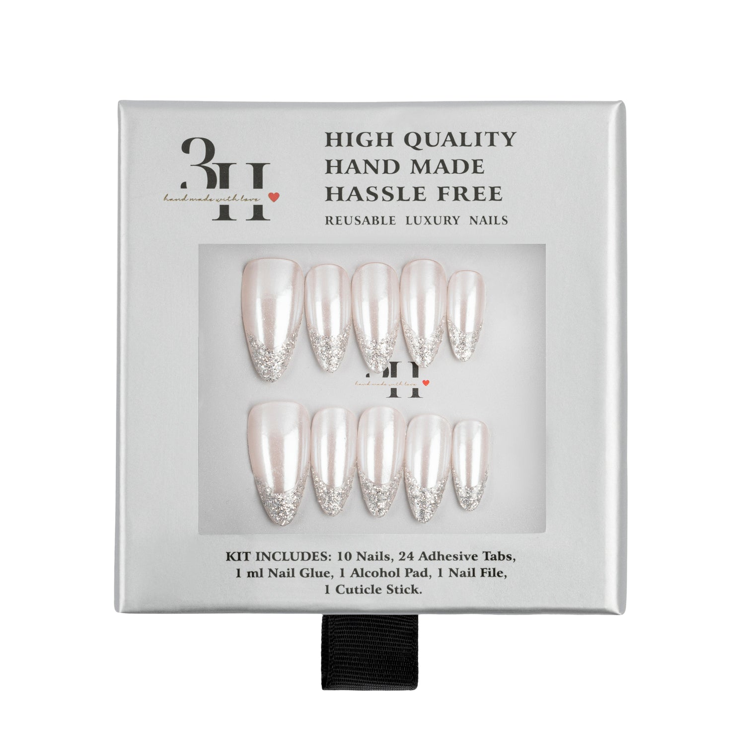 3H Luxury Handmade Press-on Nails - Silver Screen - 3H Nails