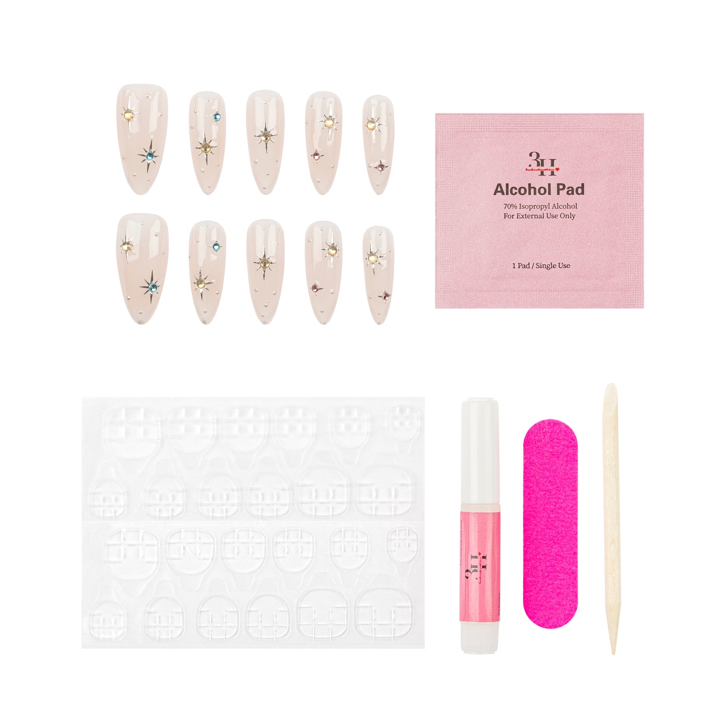 3H Luxury Handmade Press-on Nails - French 75 - 3H Nails