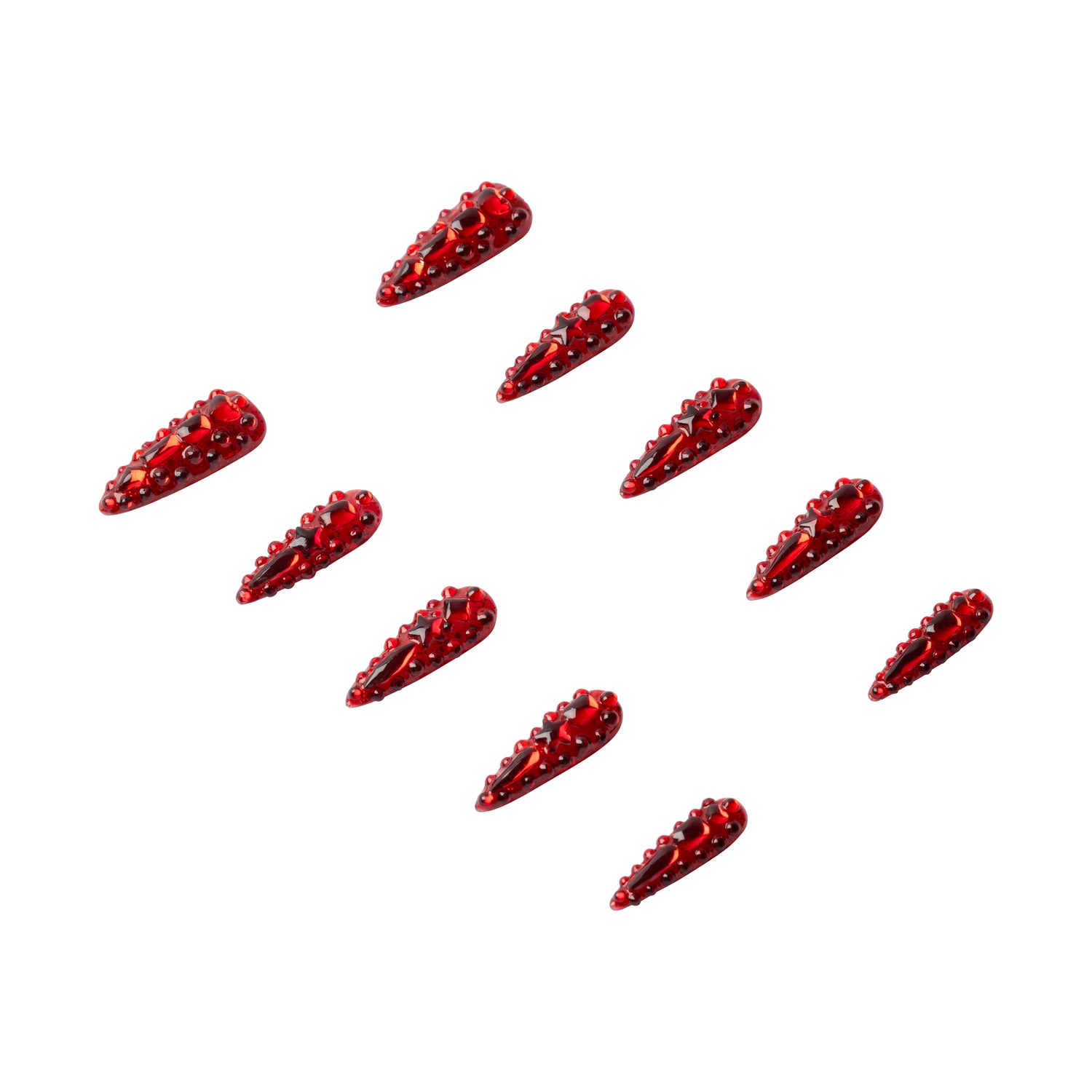 3H Luxury Handmade Press-on Nails - Scarlet Flame - 3H Nails