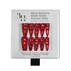 3H Luxury Handmade Press-on Nails - Scarlet Flame - 3H Nails