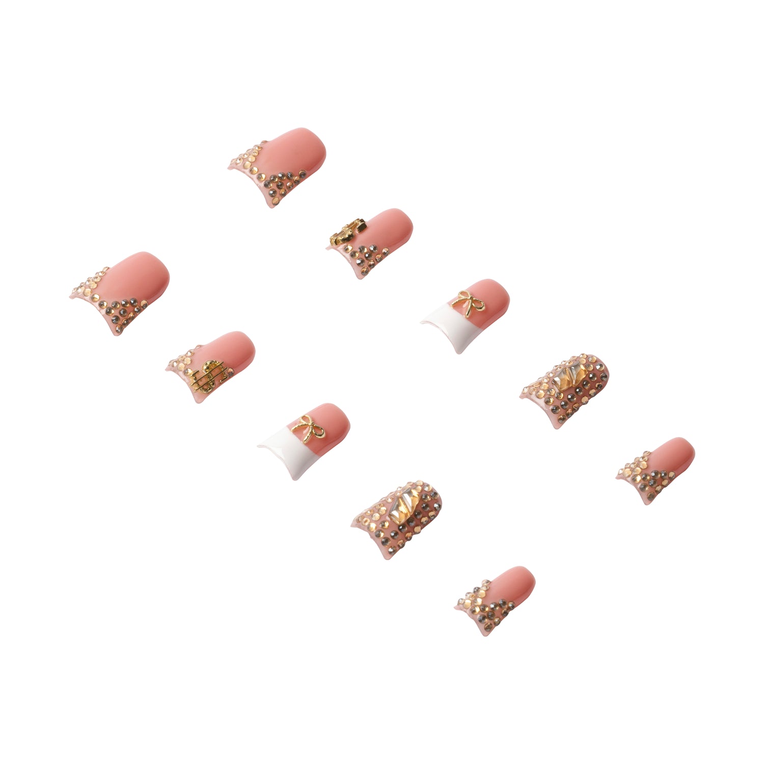 Handmade press-on nails featuring Y2K duck design by 3H Nails, showcasing vibrant, glossy nail art with a playful, colorful style.