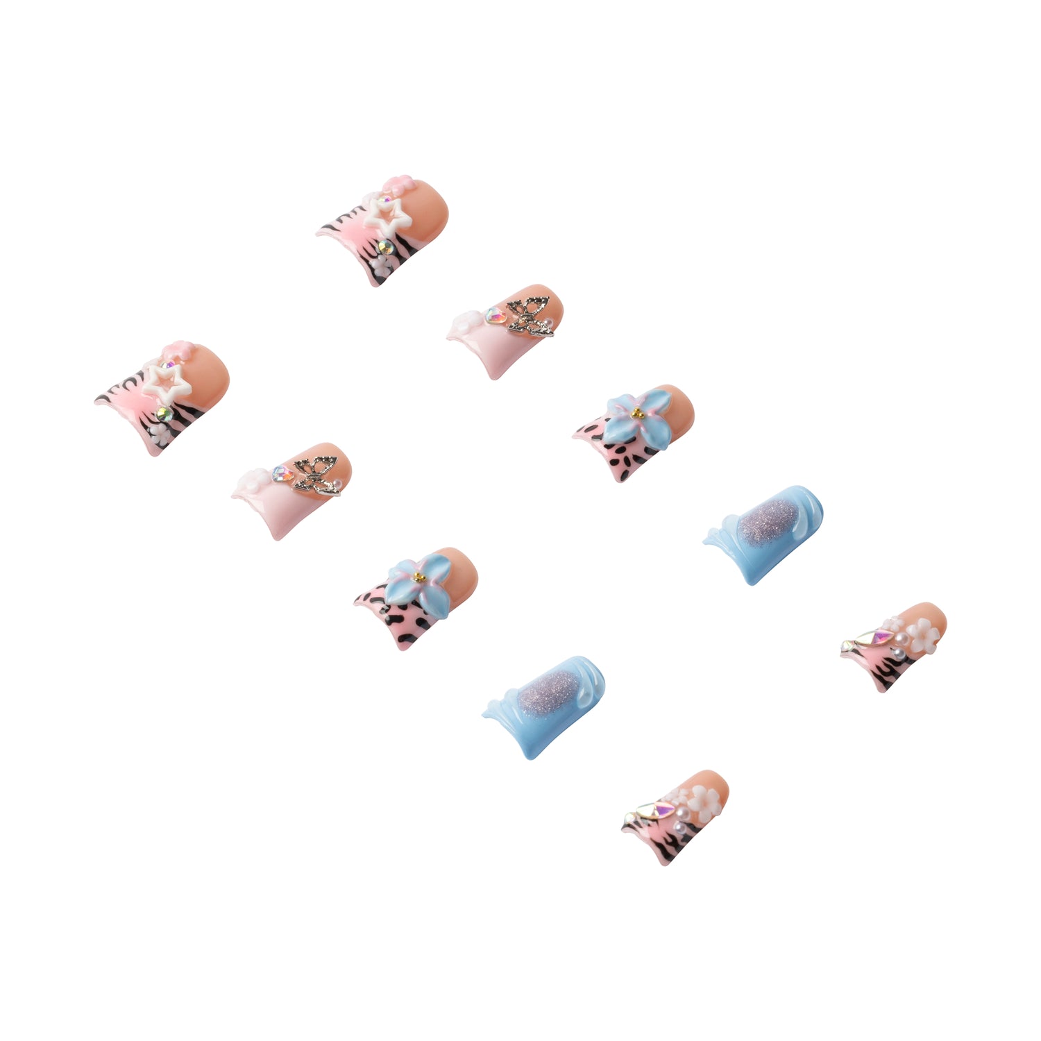 Handmade Y2K Duck Nail Hottie press-on nails by 3H Nails, featuring vibrant, glossy designs for a bold, trendy look.