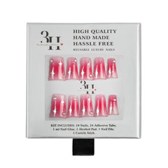 Handmade press-on nails featuring Y2K duck design with cosmic accents, by 3H Nails, showcasing colorful, trendy nail art.